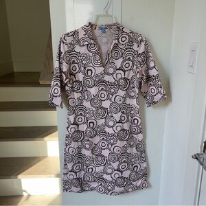 J. McLaughlin Cotton Short Sleeve Collared Mini Dress in Pink